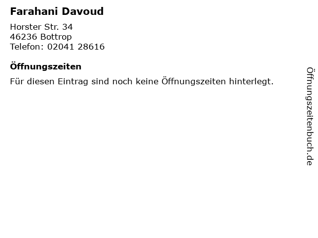 Farahani Davoud in Bottrop: Adresse und Öffnungszeiten