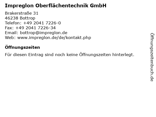 Impreglon Oberflächentechnik GmbH in Bottrop: Adresse und Öffnungszeiten