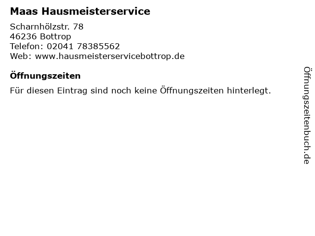 Maas Hausmeisterservice in Bottrop: Adresse und Öffnungszeiten