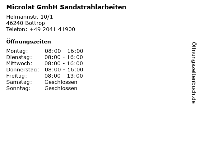 Microlat GmbH Sandstrahlarbeiten in Bottrop: Adresse und Öffnungszeiten