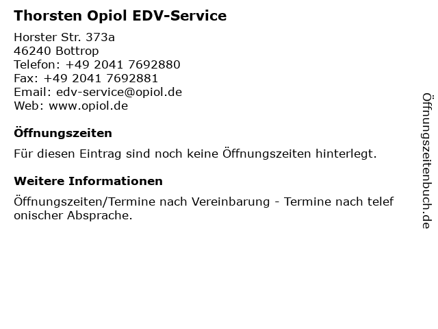 Thorsten Opiol EDV-Service in Bottrop: Adresse und Öffnungszeiten