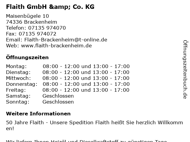 Flaith GmbH & Co. KG in Brackenheim: Adresse und Öffnungszeiten