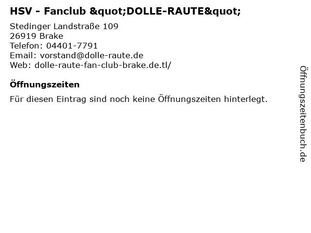 HSV - Fanclub "DOLLE-RAUTE" in Brake: Adresse und Öffnungszeiten