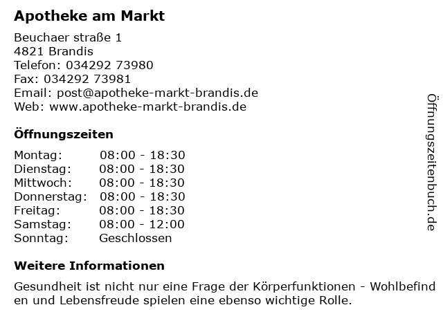 Apotheke am Markt in Brandis: Adresse und Öffnungszeiten
