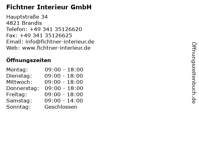 Fichtner Interieur GmbH in Brandis: Adresse und Öffnungszeiten