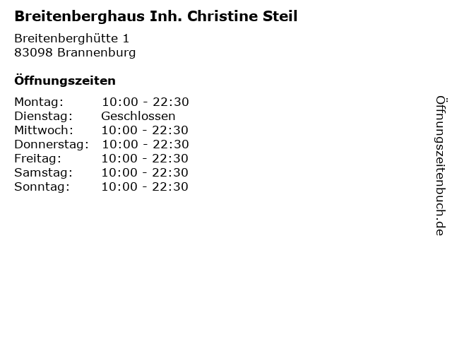 Breitenberghaus Inh. Christine Steil in Brannenburg: Adresse und Öffnungszeiten