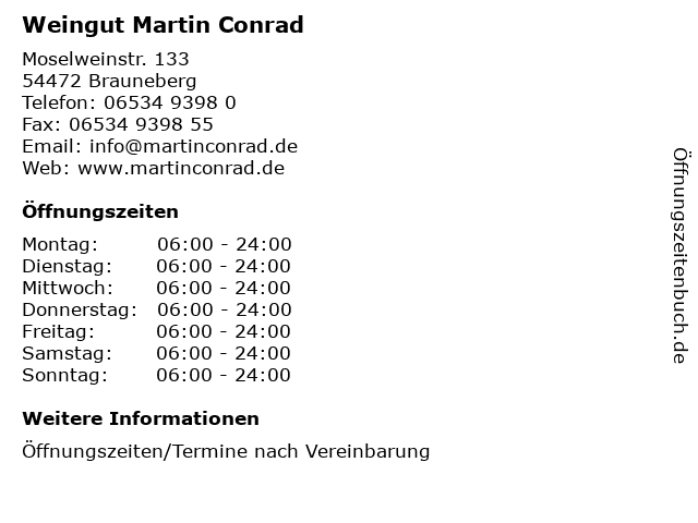Weingut Martin Conrad in Brauneberg: Adresse und Öffnungszeiten