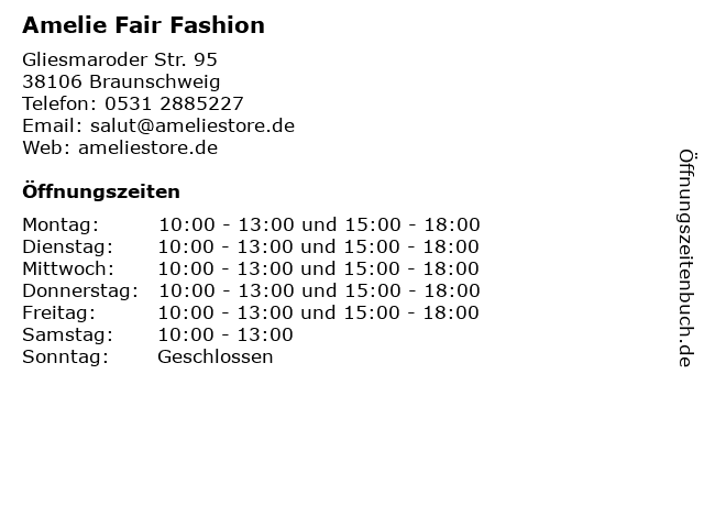 Amelie Fair Fashion in Braunschweig: Adresse und Öffnungszeiten