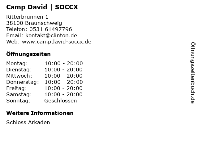 ᐅ Offnungszeiten Camp David Soccx Ritterbrunnen 1 In Braunschweig