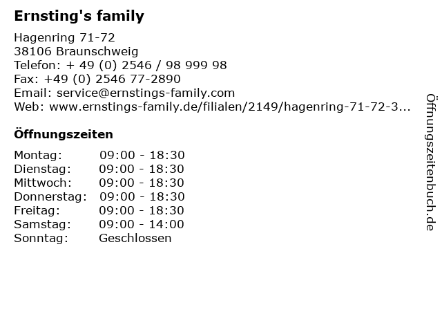 Ernsting's family in Braunschweig: Adresse und Öffnungszeiten