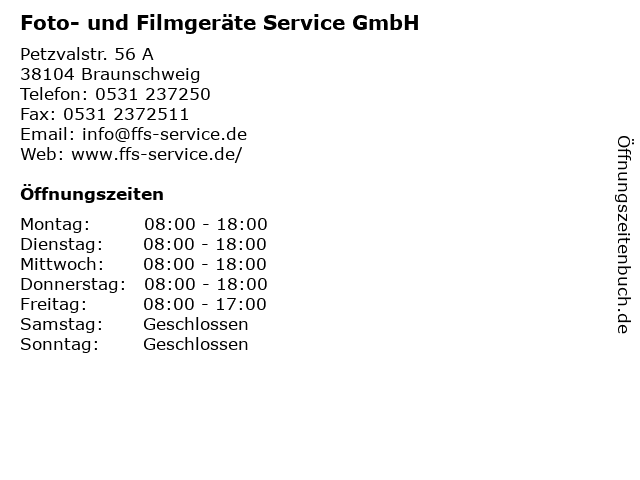 Foto- und Filmgeräte Service GmbH in Braunschweig: Adresse und Öffnungszeiten