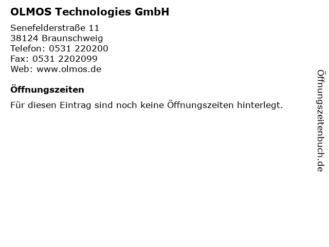 OLMOS Technologies GmbH in Braunschweig: Adresse und Öffnungszeiten