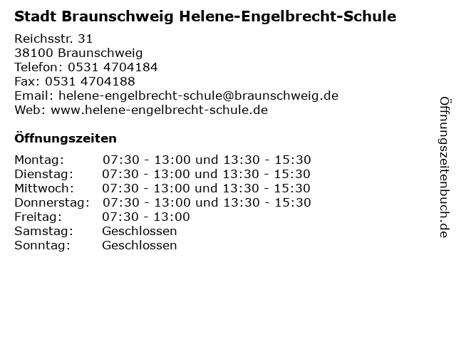 Stadt Braunschweig Helene-Engelbrecht-Schule in Braunschweig: Adresse und Öffnungszeiten