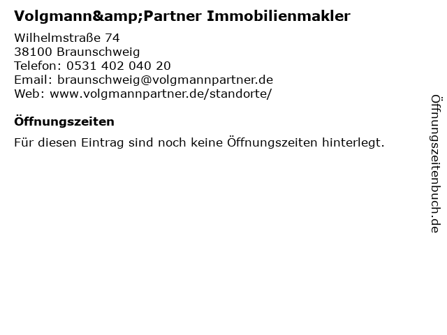 Volgmann&Partner Immobilienmakler in Braunschweig: Adresse und Öffnungszeiten
