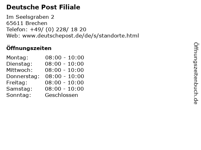 Deutsche Post Filiale in Brechen: Adresse und Öffnungszeiten