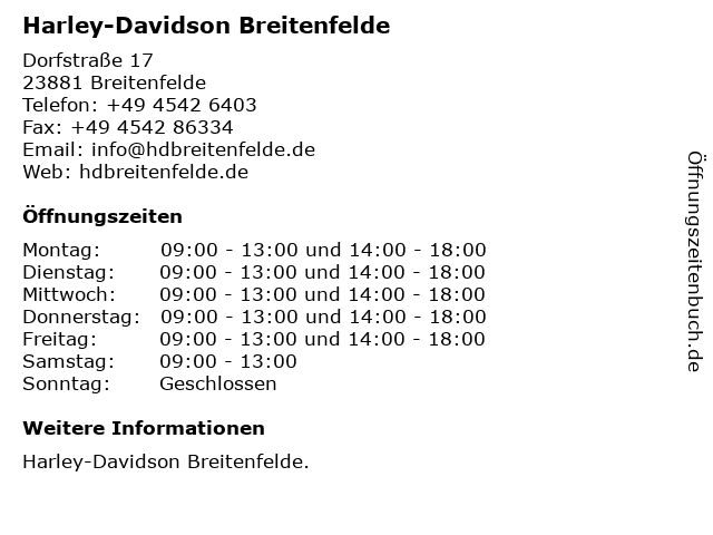 Harley-Davidson Breitenfelde in Breitenfelde: Adresse und Öffnungszeiten