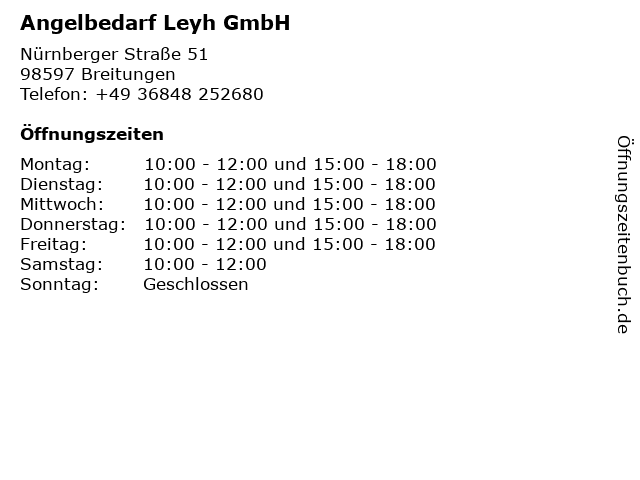 Angelbedarf Leyh GmbH in Breitungen: Adresse und Öffnungszeiten