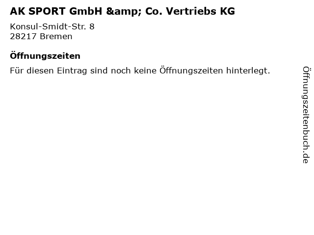 AK SPORT GmbH & Co. Vertriebs KG in Bremen: Adresse und Öffnungszeiten