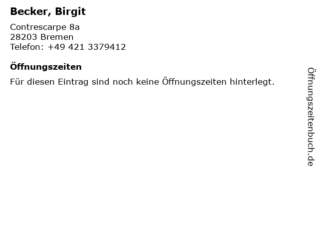 Becker, Birgit in Bremen: Adresse und Öffnungszeiten
