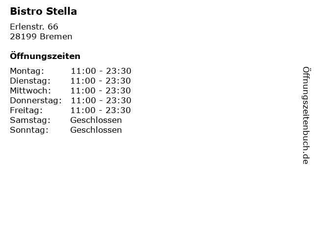 Bistro Stella in Bremen: Adresse und Öffnungszeiten