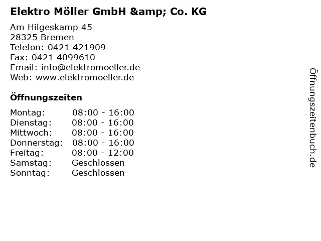 Elektro Möller GmbH & Co. KG in Bremen: Adresse und Öffnungszeiten