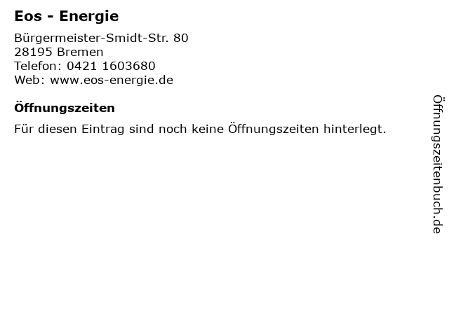 Eos - Energie in Bremen: Adresse und Öffnungszeiten