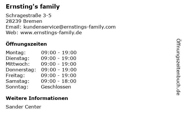 Ernsting's family in Bremen: Adresse und Öffnungszeiten
