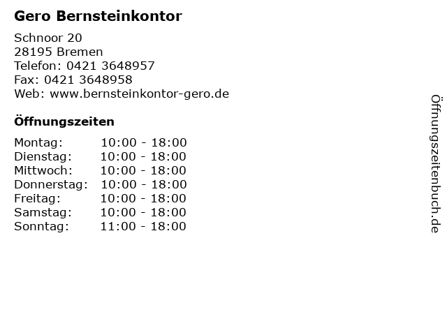 Gero Bernsteinkontor in Bremen: Adresse und Öffnungszeiten