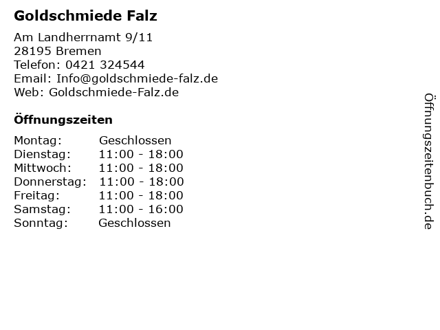 Goldschmiede Falz in Bremen: Adresse und Öffnungszeiten