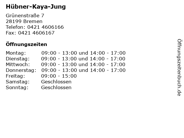 Hübner-Kaya-Jung in Bremen: Adresse und Öffnungszeiten
