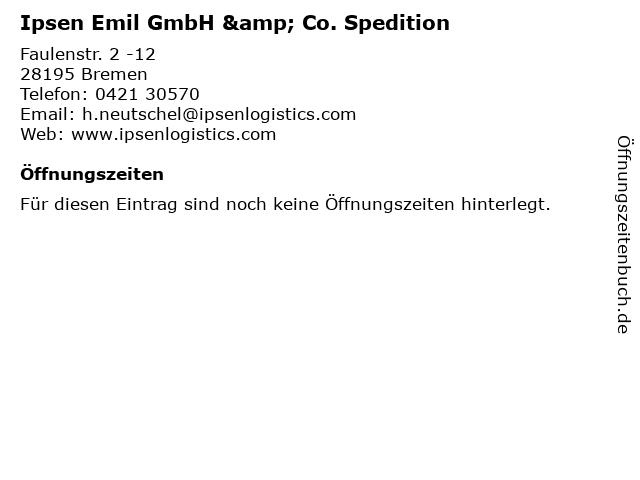 Ipsen Emil GmbH & Co. Spedition in Bremen: Adresse und Öffnungszeiten