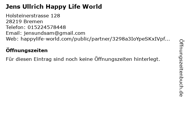 Jens Ullrich Happy Life World in Bremen: Adresse und Öffnungszeiten