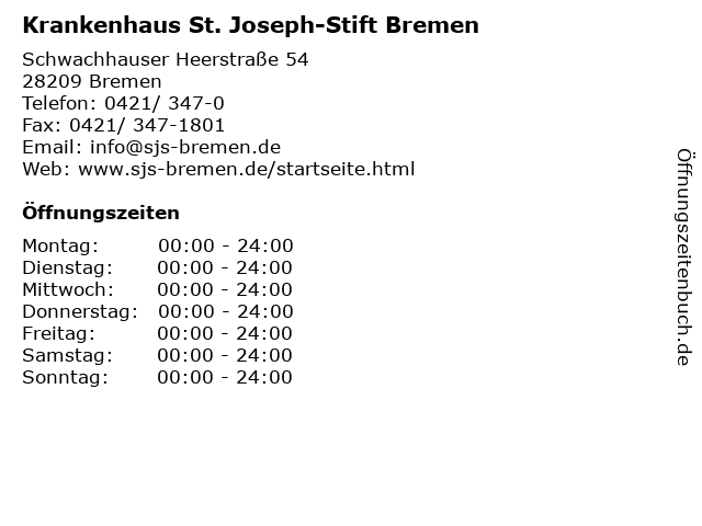 Krankenhaus St. Joseph-Stift Bremen in Bremen: Adresse und Öffnungszeiten