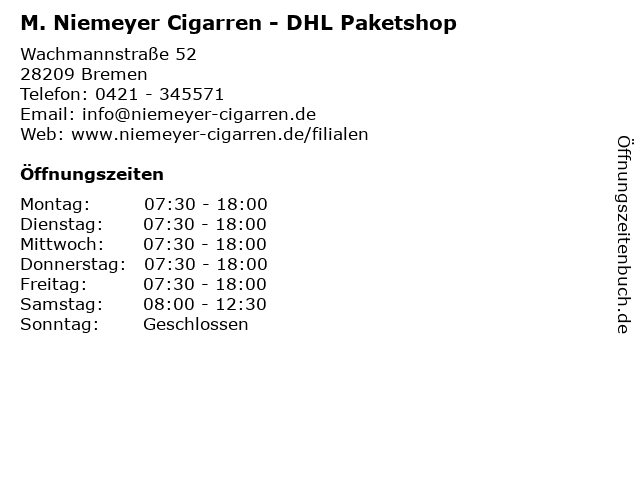 M. Niemeyer Cigarren - DHL Paketshop in Bremen: Adresse und Öffnungszeiten