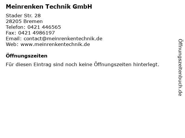 Meinrenken Technik GmbH in Bremen: Adresse und Öffnungszeiten