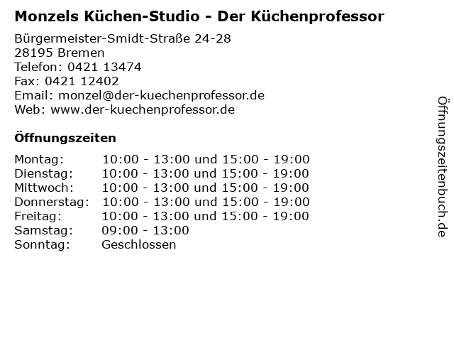 Monzels Küchen-Studio - Der Küchenprofessor in Bremen: Adresse und Öffnungszeiten