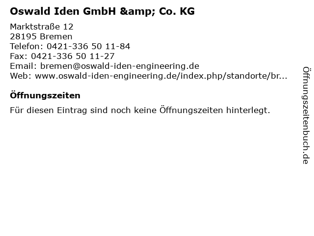Oswald Iden GmbH & Co. KG in Bremen: Adresse und Öffnungszeiten
