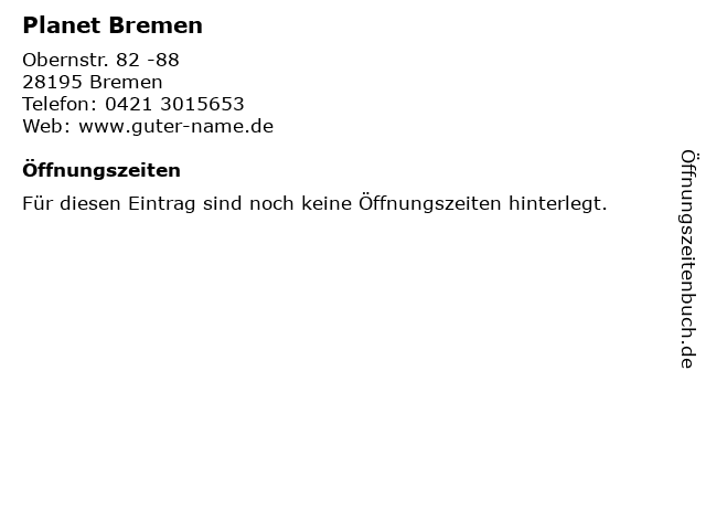Planet Bremen in Bremen: Adresse und Öffnungszeiten