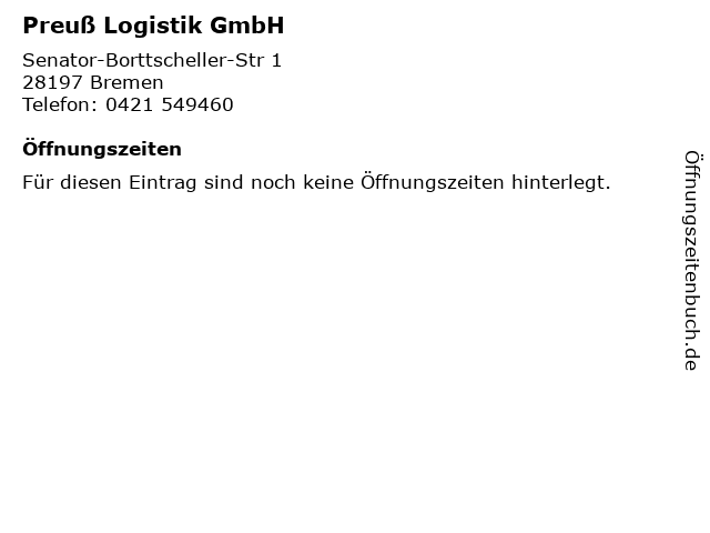 Preuß Logistik GmbH in Bremen: Adresse und Öffnungszeiten