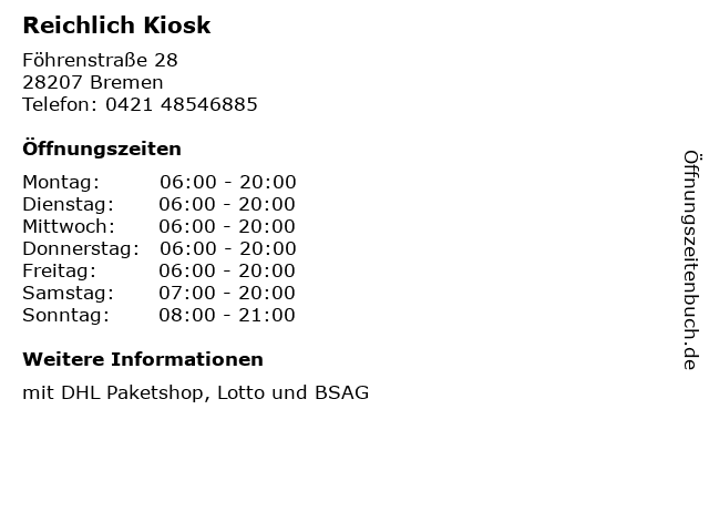 Reichlich Kiosk in Bremen: Adresse und Öffnungszeiten