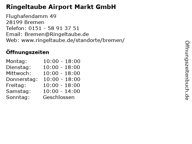 Ringeltaube Airport Markt GmbH in Bremen: Adresse und Öffnungszeiten
