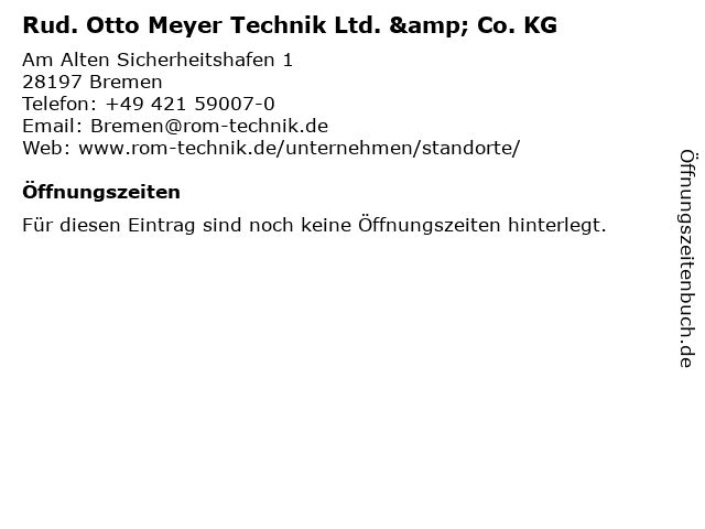 Rud. Otto Meyer Technik Ltd. & Co. KG in Bremen: Adresse und Öffnungszeiten
