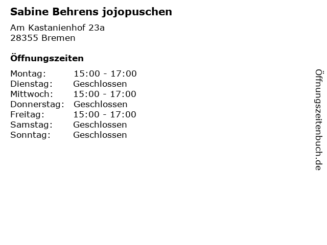 Sabine Behrens jojopuschen in Bremen: Adresse und Öffnungszeiten