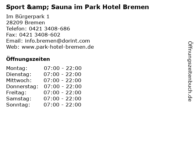 Sport & Sauna im Park Hotel Bremen in Bremen: Adresse und Öffnungszeiten