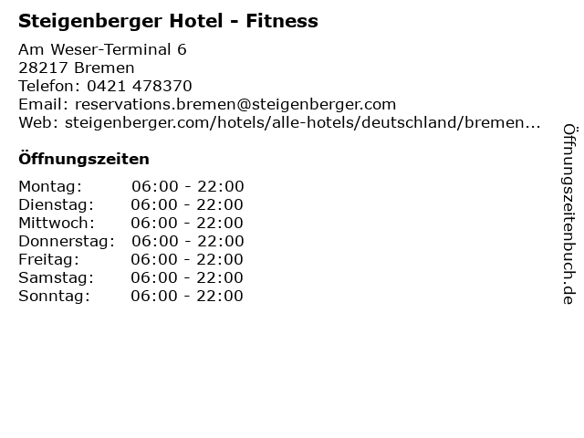 Steigenberger Hotel - Fitness in Bremen: Adresse und Öffnungszeiten