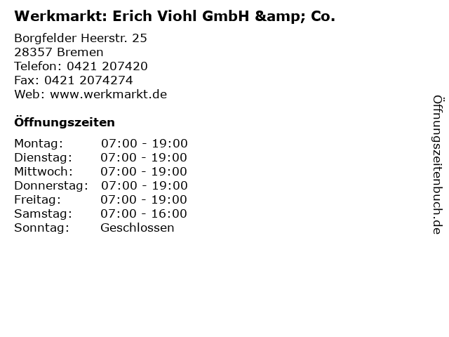 Werkmarkt: Erich Viohl GmbH & Co. in Bremen: Adresse und Öffnungszeiten