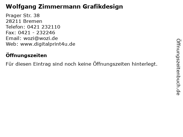 Wolfgang Zimmermann Grafikdesign in Bremen: Adresse und Öffnungszeiten