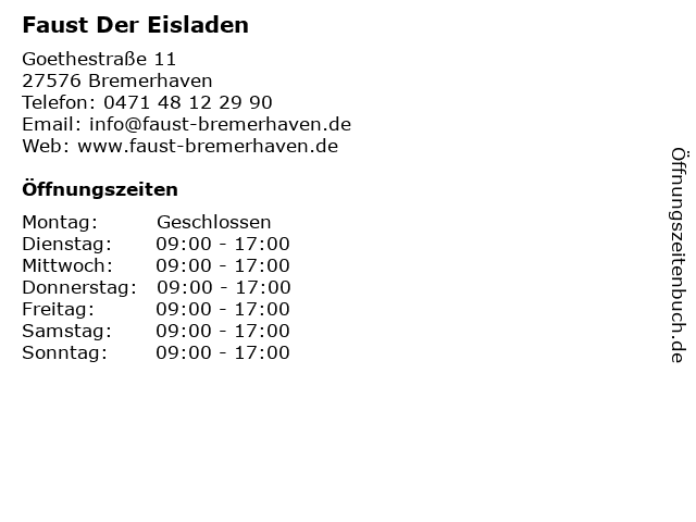 Faust Der Eisladen in Bremerhaven: Adresse und Öffnungszeiten
