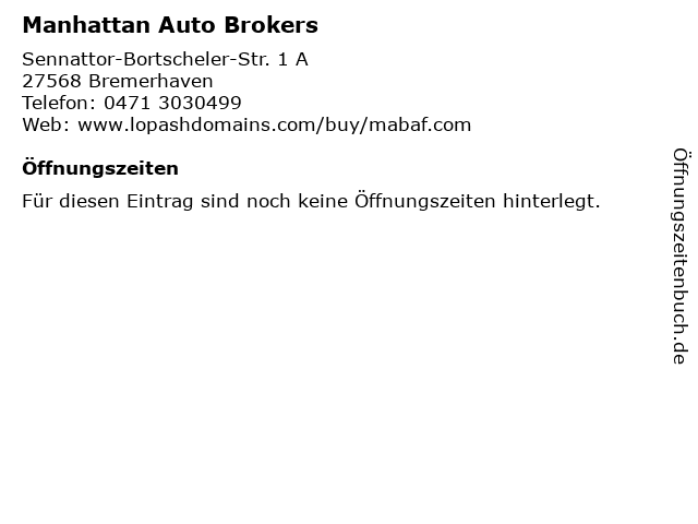 Manhattan Auto Brokers in Bremerhaven: Adresse und Öffnungszeiten
