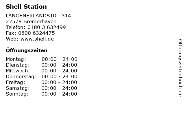 Shell Station in Bremerhaven: Adresse und Öffnungszeiten